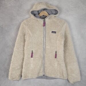 Patagonia Dusty Mesa Fleece Jacket Womens XS Oatmeal Hooded Sherpa Lined